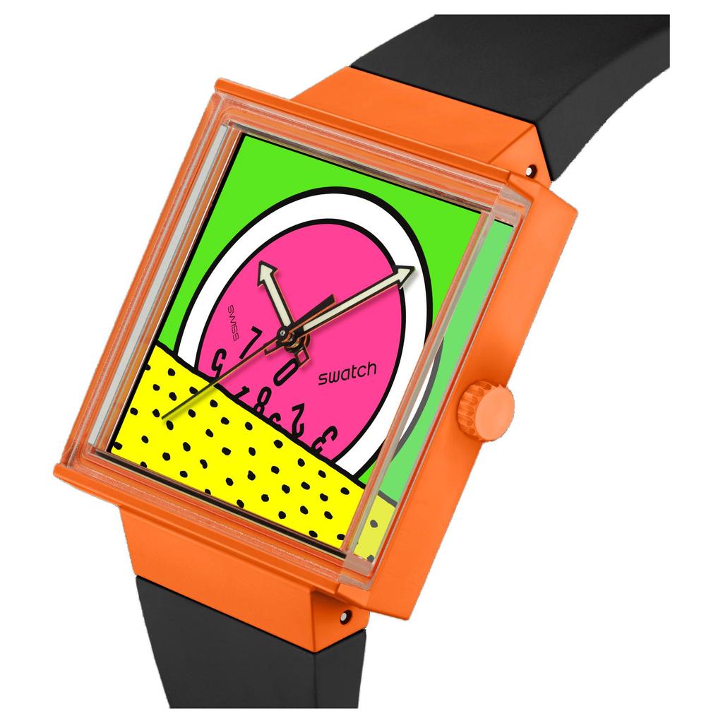 Swatch Quarzwerk 20 Meter Wasserdicht Unisex Schweizer Uhr 41,8*33,25mm Grünes Zifferblatt Biokeramikgehäuse Biosource Materialarmband SO34Z101