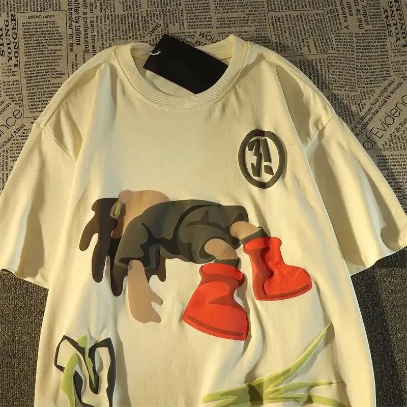 2024 New Fashionable and Personalized American Cute Unisex Clothing T Shirt Summer Y2K High Street Casual Short Vintage Sleeve Top Unisex