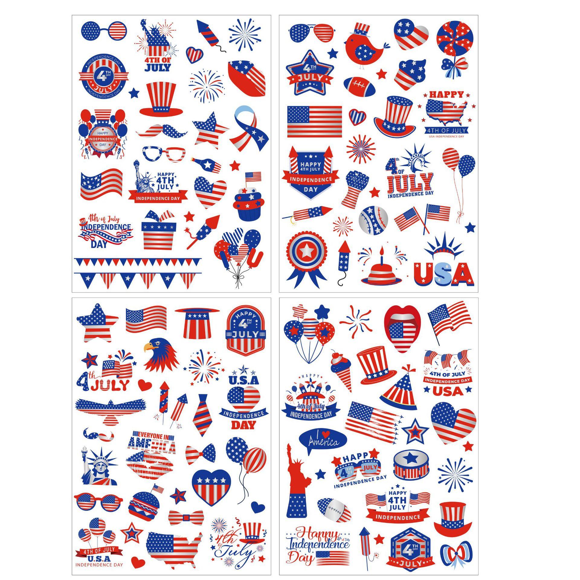 

Independence Day Tattoo Stickers USA Themed Painting Party Occasion Face Stickers Waterproof Tattoo Stickers (order quantity of 4 for a complete set)