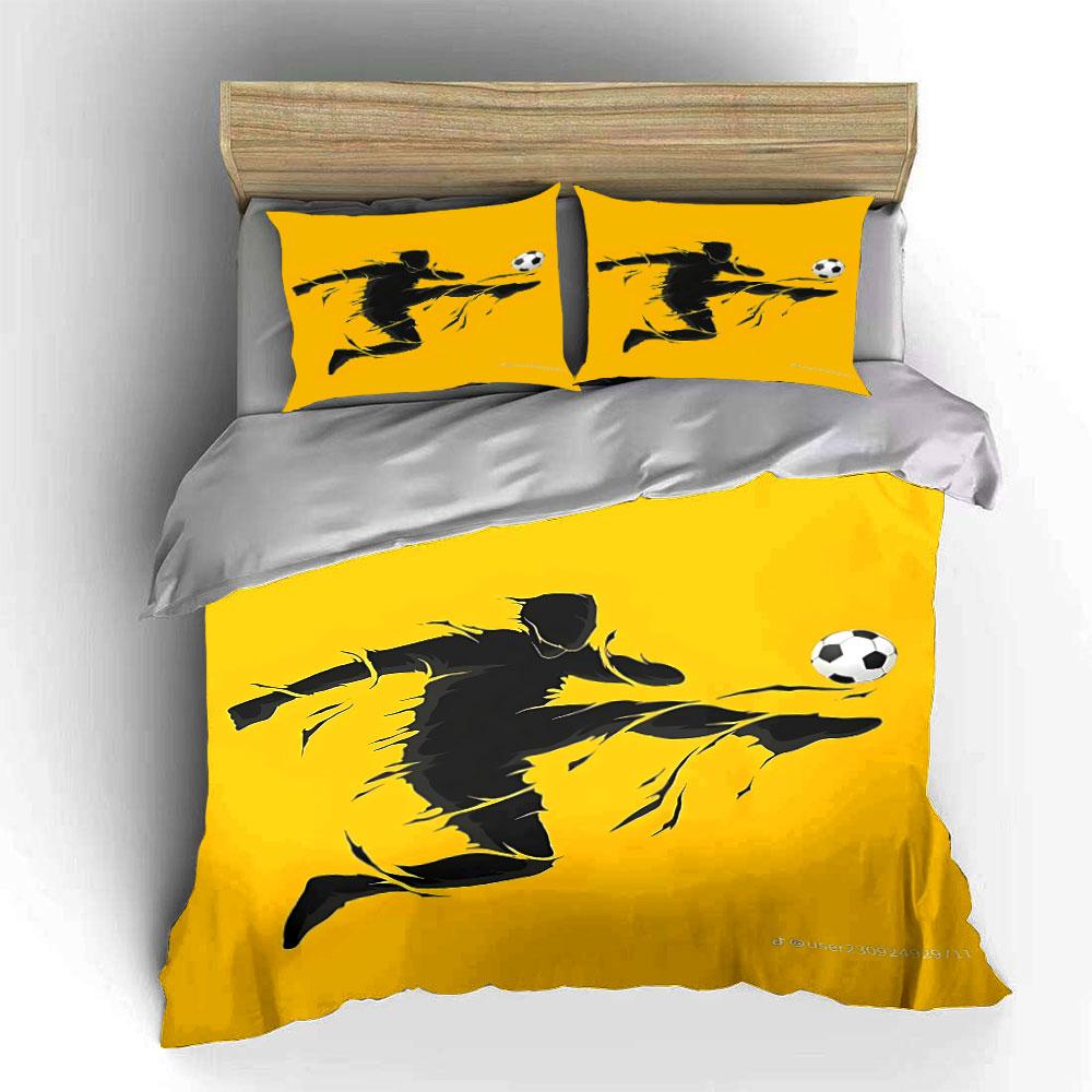 Soccer Player Yellow Bedding Set Bedding Duvet Cover Set Duvet Cover Pillowcases (1 * Duvet Cover 2 * Pillowcases, without duvet insert)