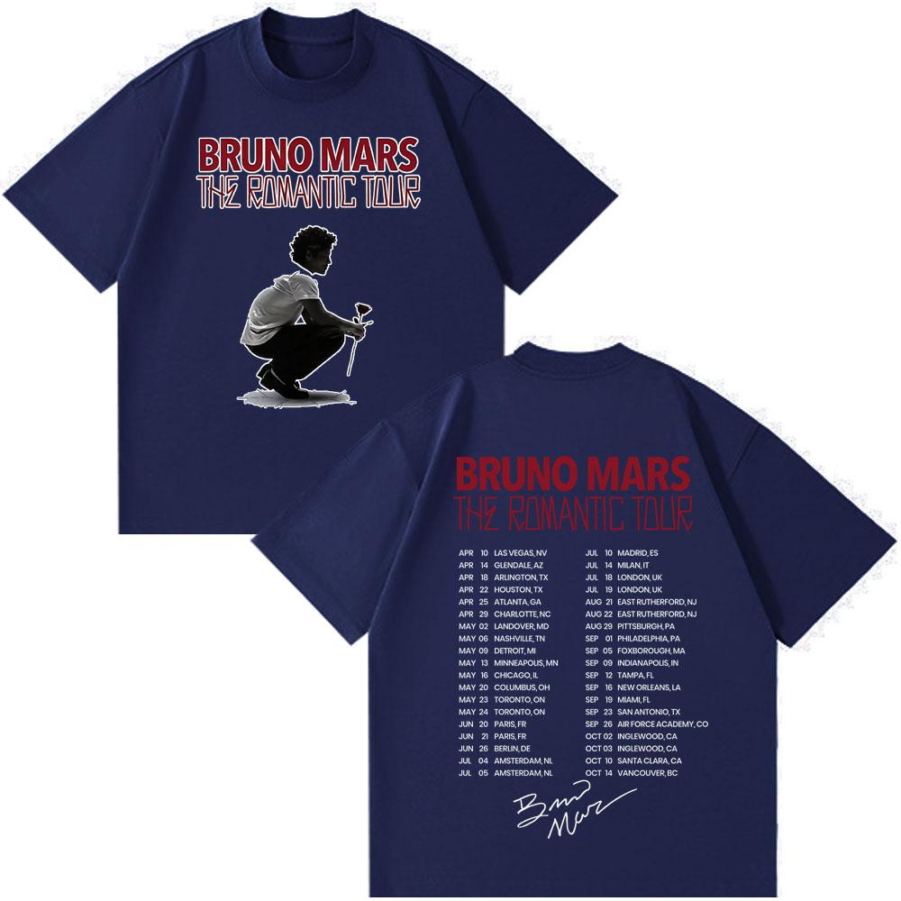 Rapper Bruno Mars Album 2026 Tour Potisk Tričko Muž Žena Vintage Tričko Krátký Rukáv Bavlna Ležérní Gotické Harajuku Trička