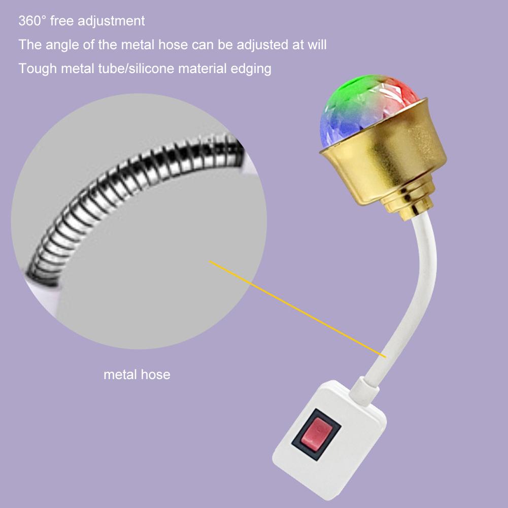 E27 Stage Light Direct Plug-in Rotary Lamp Head With Switch EU Plug 220V Plug Lamp Holder LED Table Lamp Dynamic RGB Light