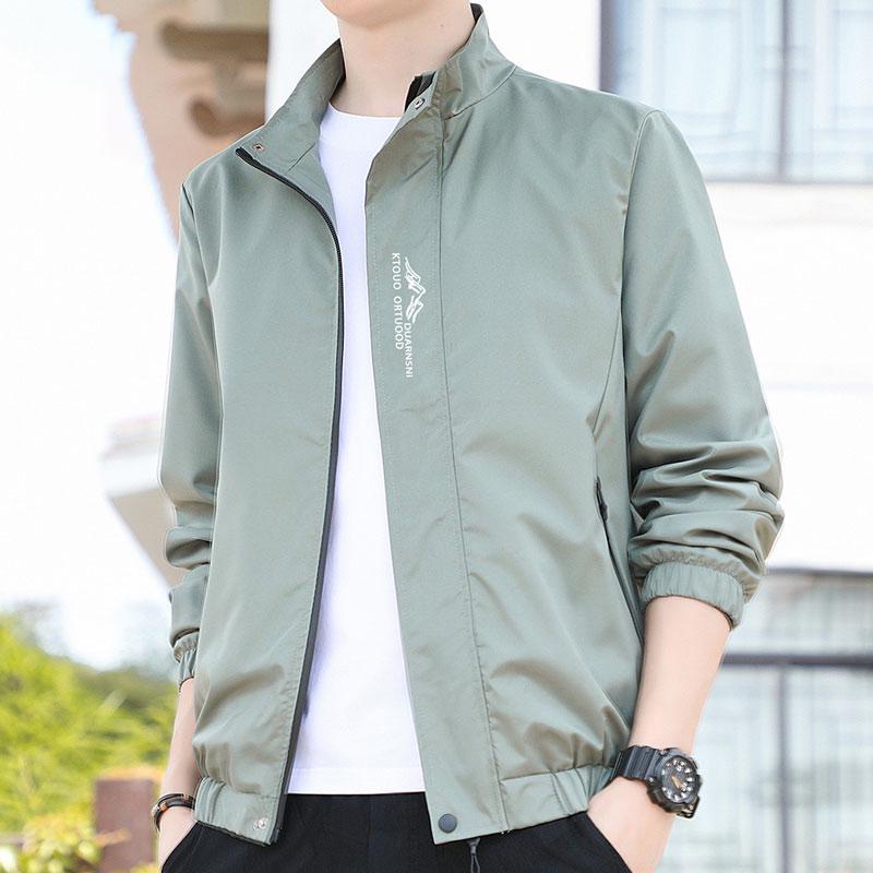 

ROMON Men s 2025 Black Stand Collar Trench Coat - Casual Spring/Autumn Windbreaker Jacket 2XL