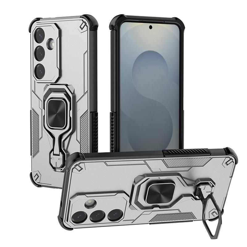 KEYSION Etui odporne na wstrząsy do Samsung S25 Ultra 5G Miękki silikon + PC Pionowy metalowy stojak na telefon Tylna obudowa do Galaxy S25+ Plus