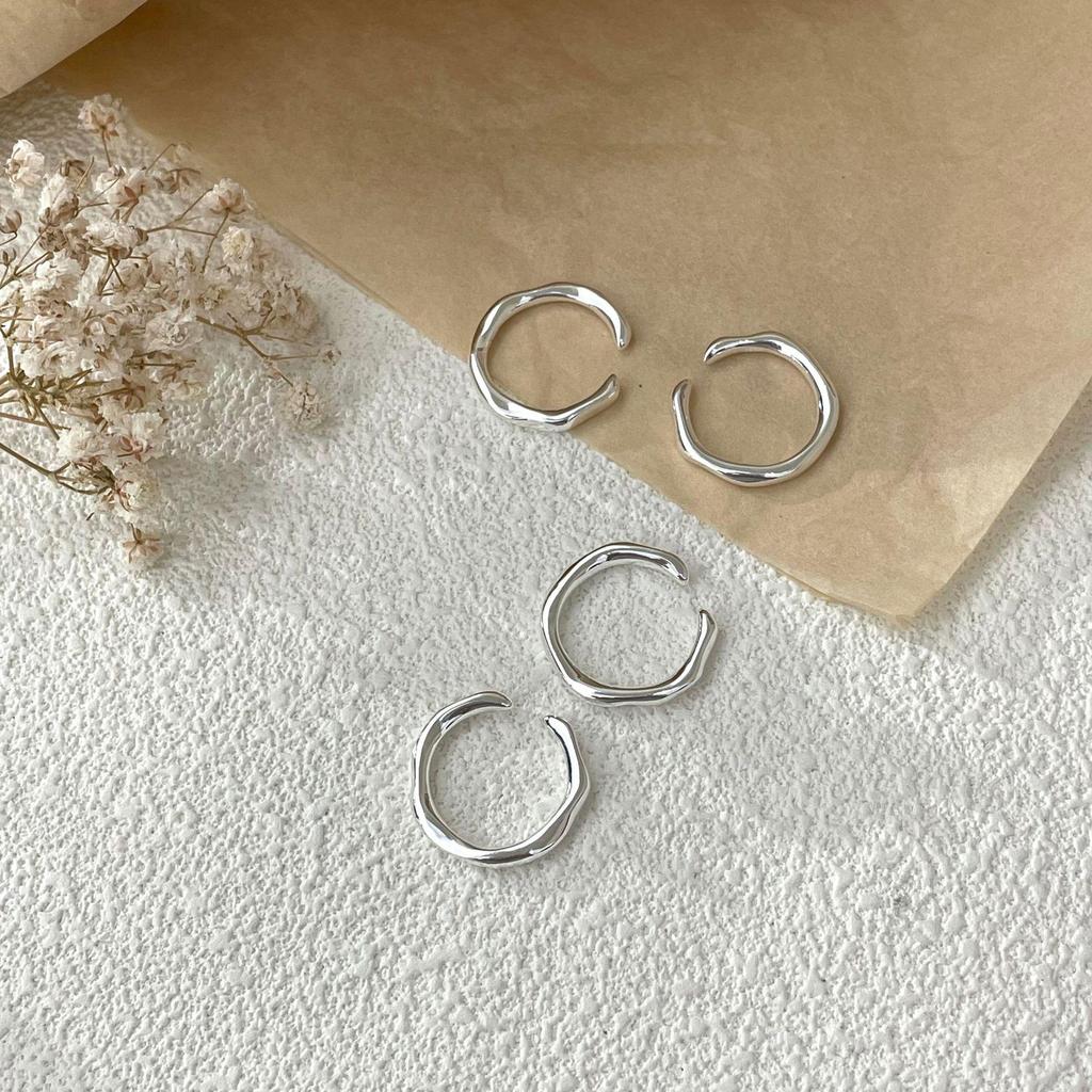 Su Chuang S925 Sterling Silver Irregular Band Ring, Unisex Niche Design, Cool Style Index Finger Ring.