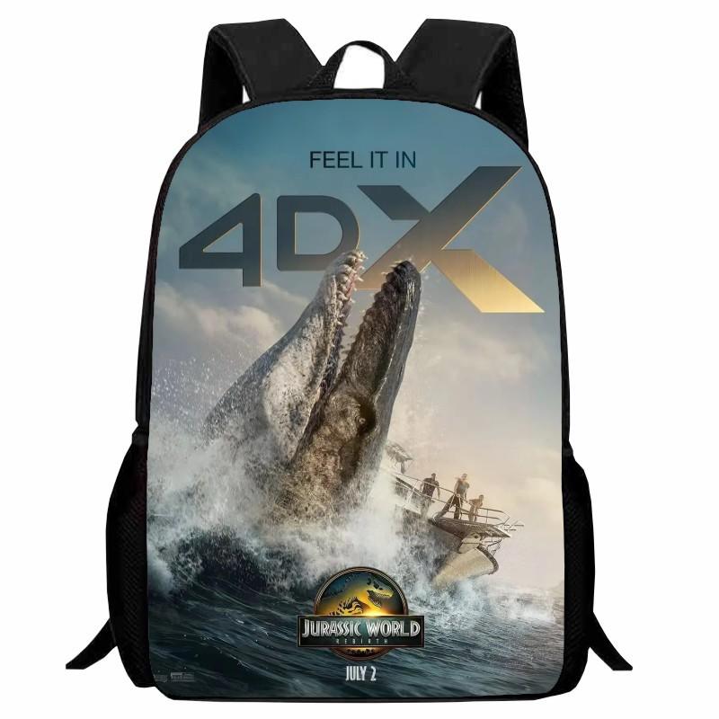 Printed Jurassic World Reborn Student School Bag Cartoon Animated Backpack Jurassic World