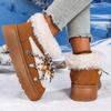 Bohemian Lace Up String Bead Snow Boots Women Winter Soft Faux Fur Warm Ankle Boots Woman Plus Size36-43 Platform Botas Mujer