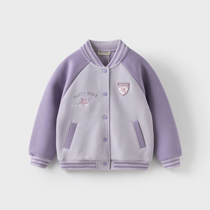 David Bella Girls  Baseball Jacket Children s Outerwear Spring Outfit Girls  Clothing New Spring Girls  Top Light Purple [Ready in Stock] 110