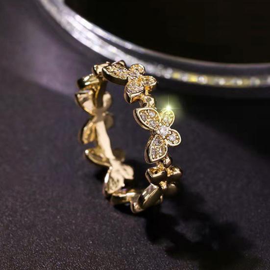 Bague de fiançailles ajustable style coréen avec papillons