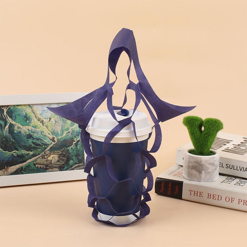 Portable Non Woven Water Cup Holder Reusable Milk Tea Beverage Tote Bag for Work Travel and Restaurant Use