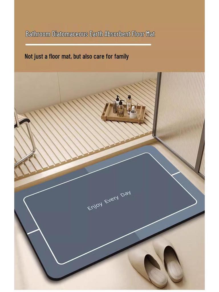 Bathroom Absorbent Non-Slip Diatomaceous Earth Mat: Quick-Drying, Stain-Resistant, Easy-Clean Mat