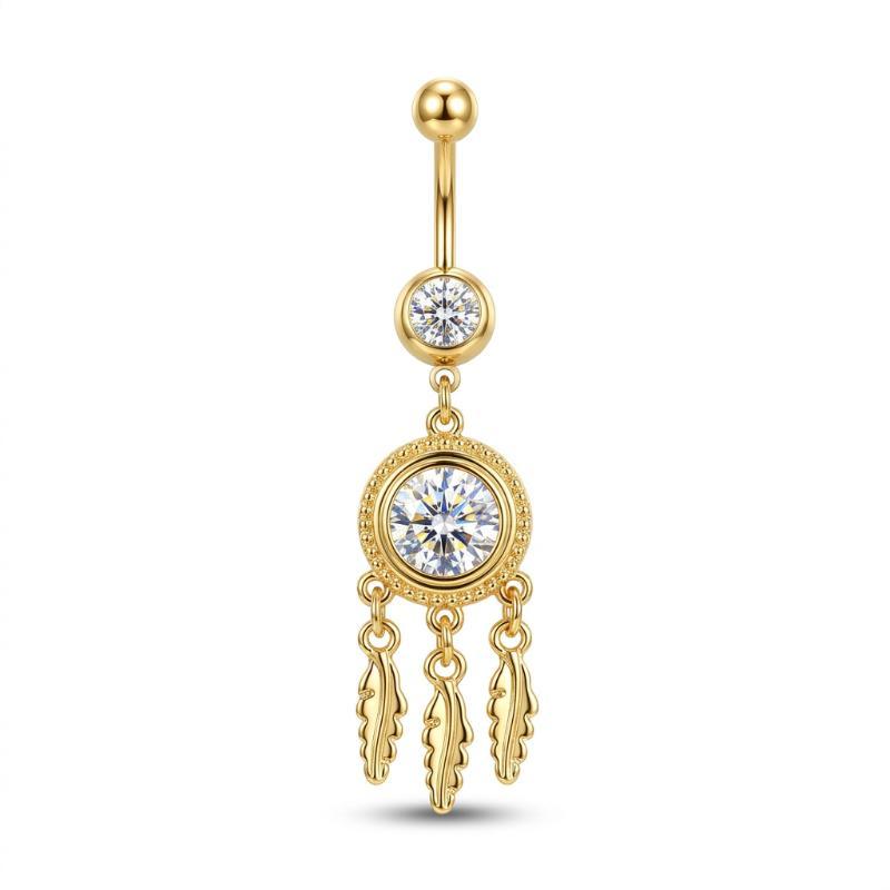 Dainty Zircon Pendant Belly Button Ring for Women Shiny Crystal Star Navel Jewelry Rust-proof for Beach Vacation