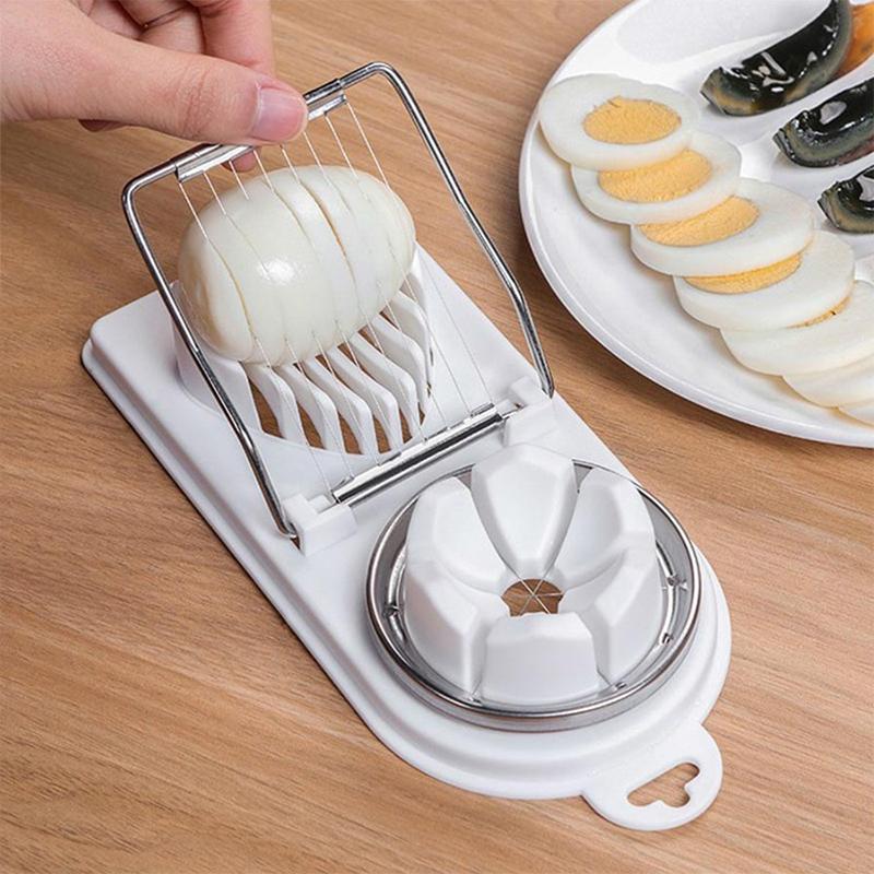 Modern Kitchen Gadget Tool Durable Metal Plastic Easy Slice 2-in-1 Multi-Function Egg Slicer Preserved Egg Fruit Cutter