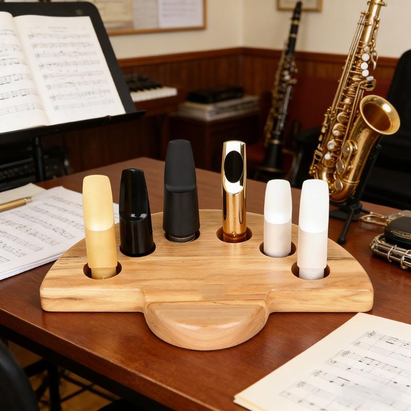 Elegantní dřevěný stojánek na náustek pro saxofon Organizéry na náustky pro saxofon a klarinet Pro hudebníky a obchody