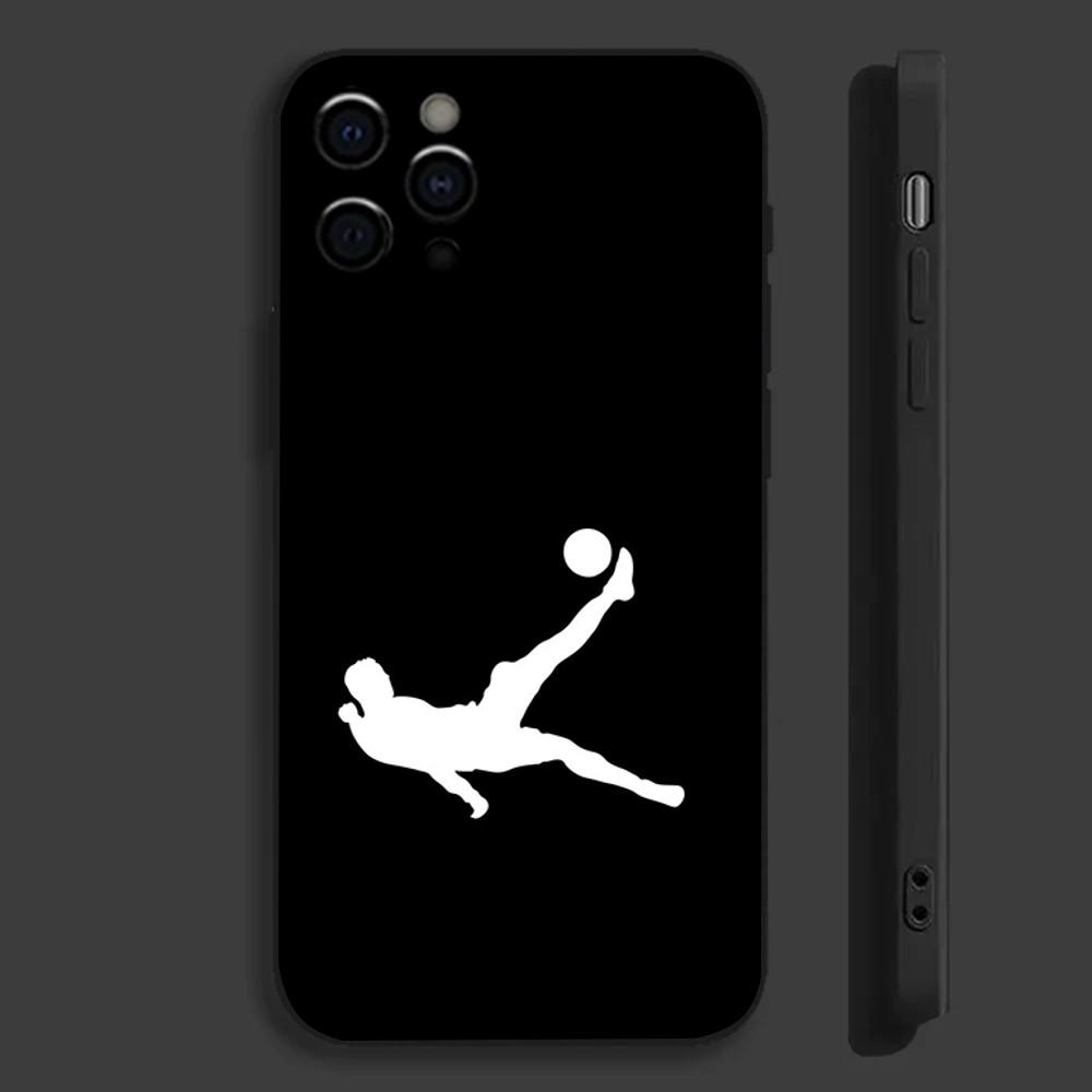 Fire Football Soccer Ball Phone Case For Apple iPhone 15,14,13,12,11,Pro,X,XS,Max,XR,Plus,Mini Soft Black Cover