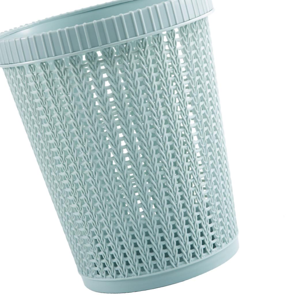 Cubo de Basura de Tirar Bolsa Mimbre Imitación Redondo de Plástico Contenedor de Basura para el Hogar Cesta de Almacenamiento de Basura sin Tapa
