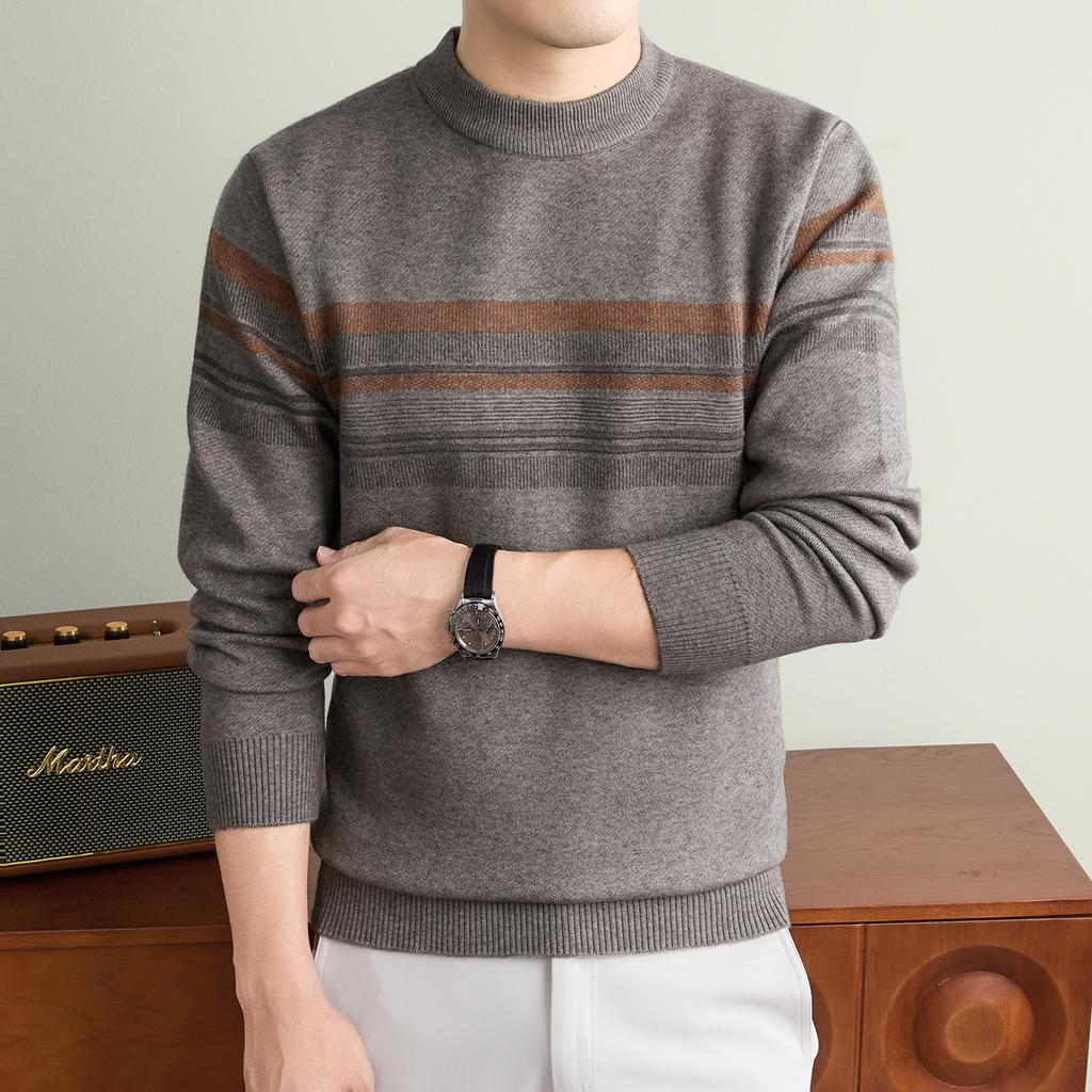 Men S Thick Knit Sweater Business Casual Long Sleeve Crew Neck Pullover