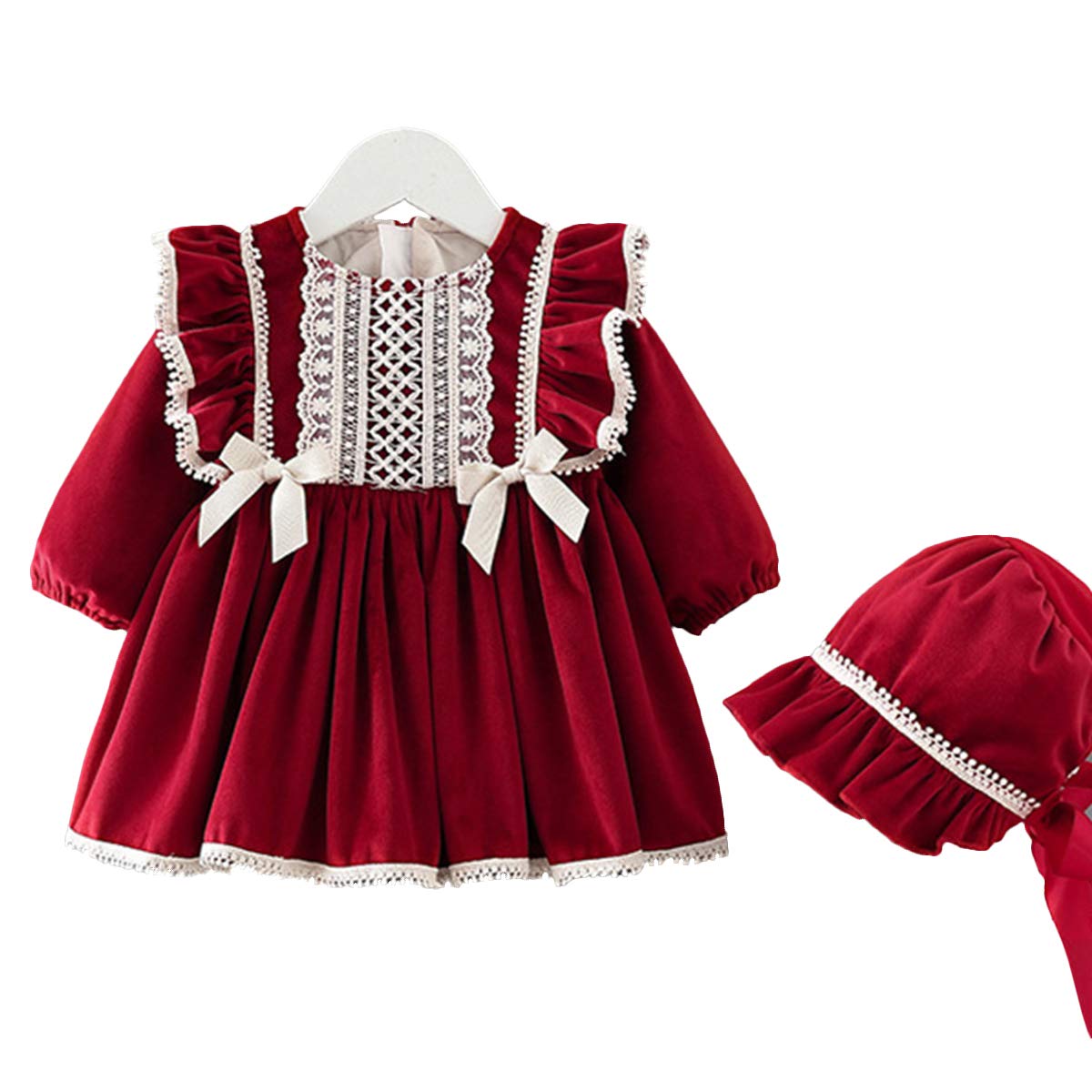 

Детская одежда для торжественного дня [Famuka] Для девочек, Комплект из 2 предметов, Платье, Шляпа, Платье, Для девочек/Церемония/Длинные рукава/Для малышей/Новогоднее