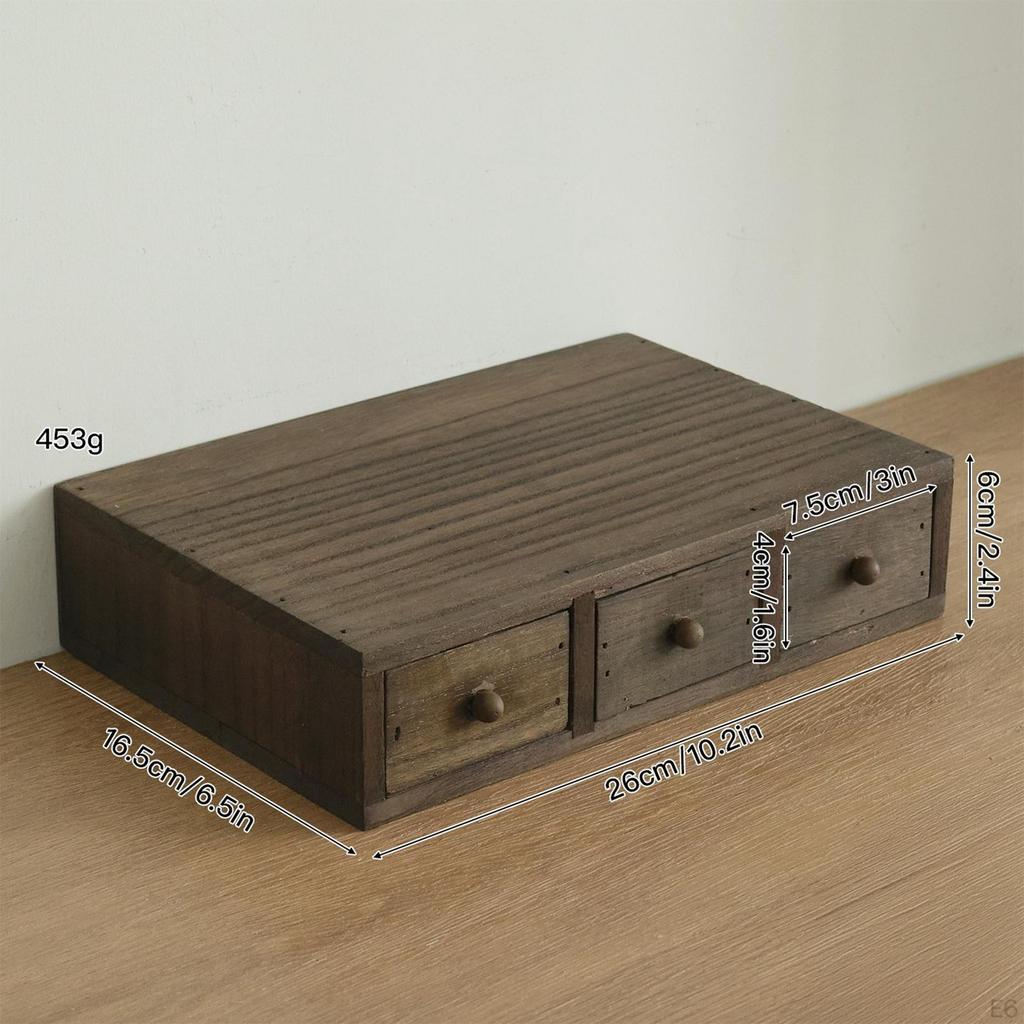 Organizzatore da scrivania con cassetto scorrevole, Supporto, Opzione di archiviazione rettangolare in legno, E Decorativo,