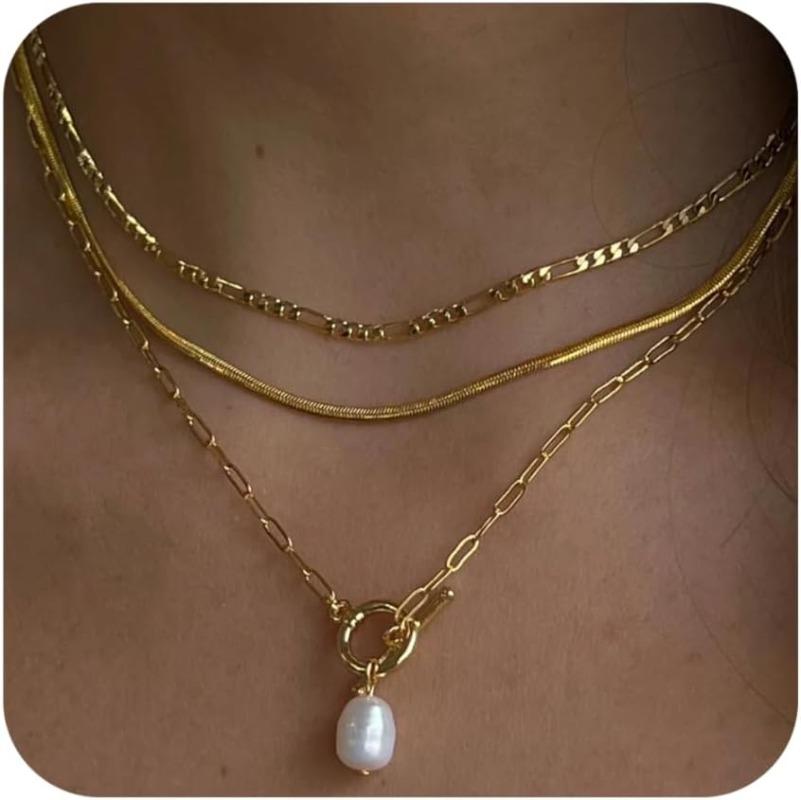

Triple Layered Necklaces for Women Teen Girls, Waterproof Dainty 14k Gold Plated Stainless Steel Stackable Choker Necklace United States