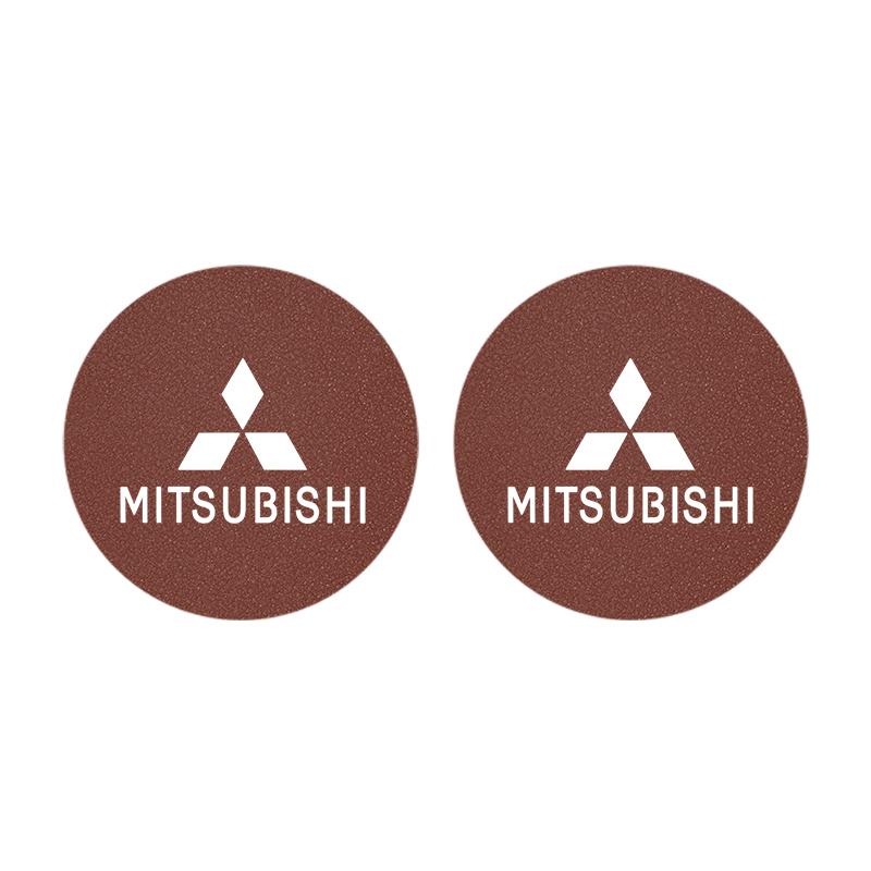 Cwnqah1 Cwmvjg1 2Pcs Car Cup Mat Leather Auto Cup Slot Non-Slip Coaster For Mitsubishi EK Pajero Xpander Eclipse Cross ASX L200 Xforce Outlander