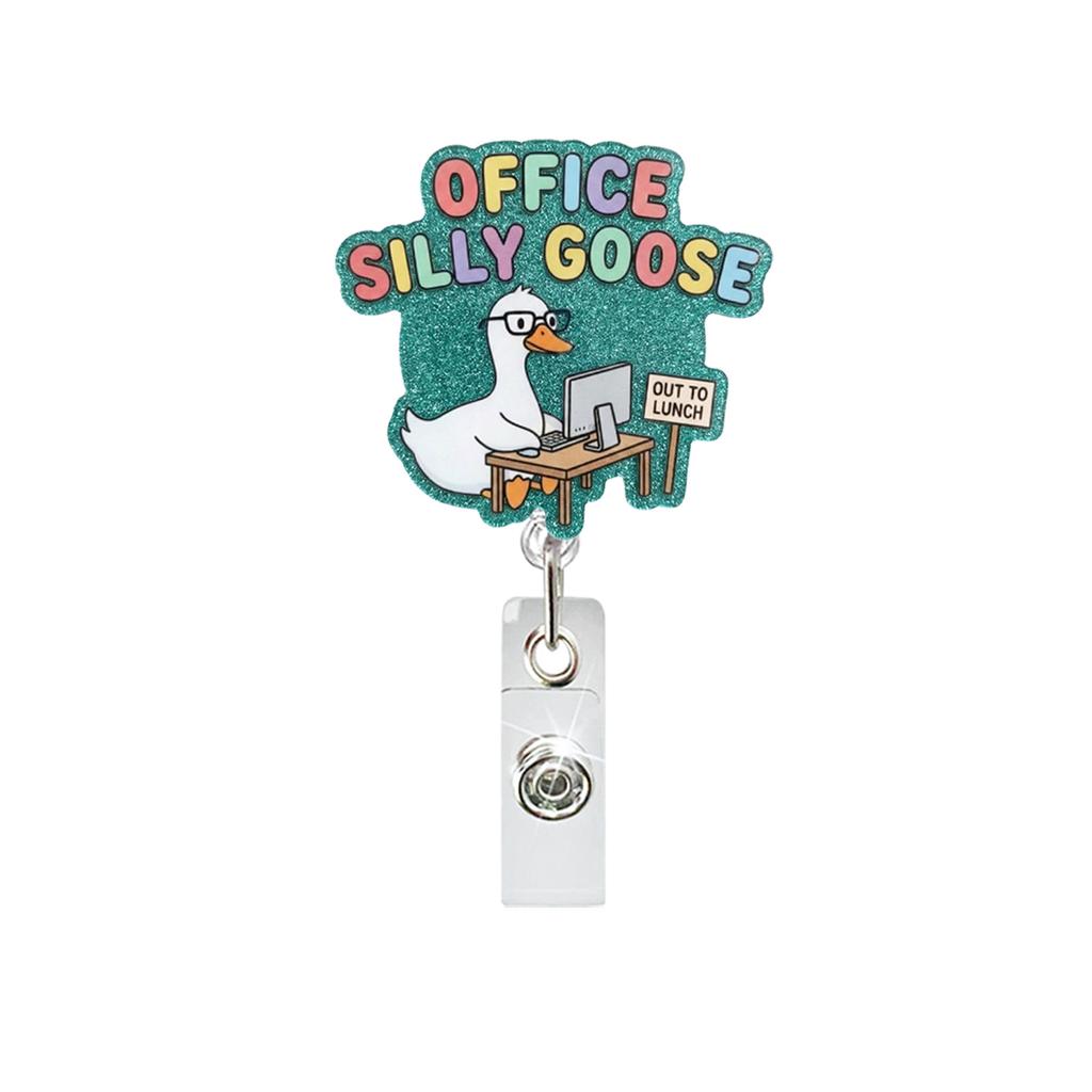 Goose Badge Reel Funny Retractable Id Holder Acrylic Badge Reel Glitter Doctor Id Badge Holder For Key Card Holder Teachers