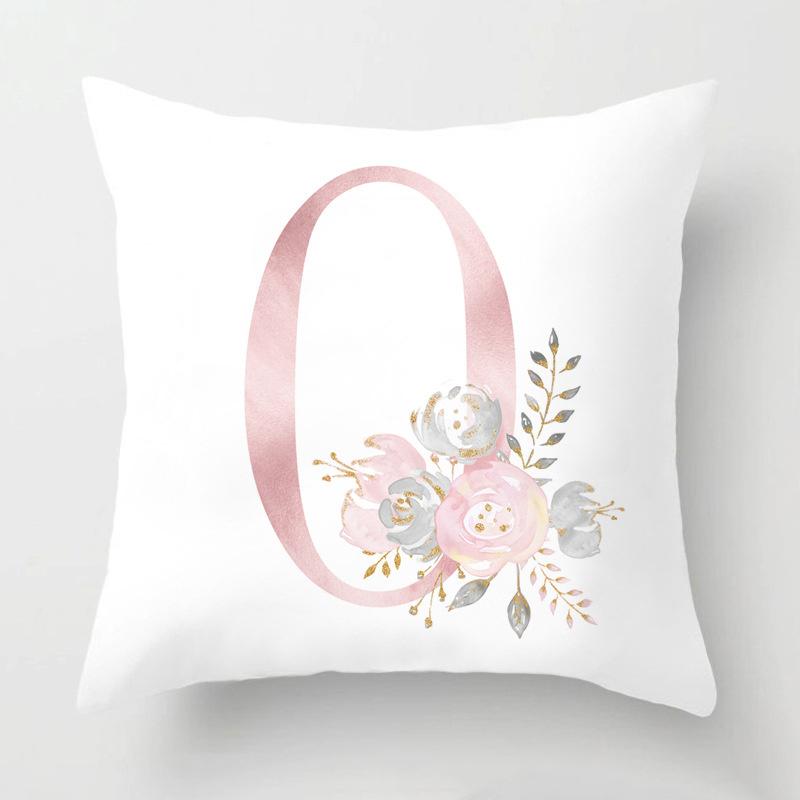 Rosa alphanumerisch bedrucktes Muster Polyester Kissenbezug für Zuhause Wohnzimmer Sofa Autodekoration Lendenkissen Kissenbezug