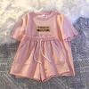 Women's Casual Summer Two-Piece Set: Short-Sleeve Top & Shorts, Loose Fit, Ideal for Petite Sizes and Running