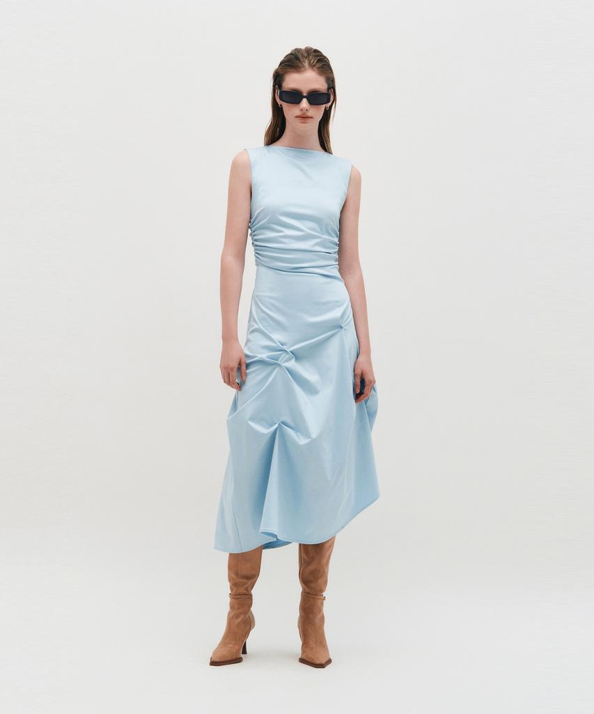 Kimjisu Dozi - Sleeveless Pinched Long Dress _ Sky Blue