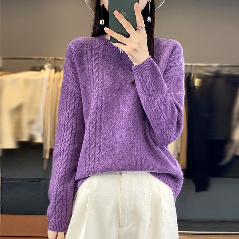 Women's Korean Style Pure Wool Cashmere Knit Pullover Sweater