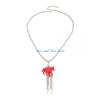 HX6F Playful Horse Pendant Necklace With Elegant Tassels Detail Great Gift For Her Round Bead Neck Chain Jewelry
