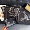 Classic Blue Print Silk Square Scarf Women's Fashionable and Versatile High-end Scarfs Bag Clothing Accessories 70cm Kerchief