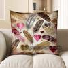 2D Feathers & Hearts Patterned Decorative Pillow Covers Pattern Cushion Cover Suitable For Sofa Bedroom Car Pillow Cover