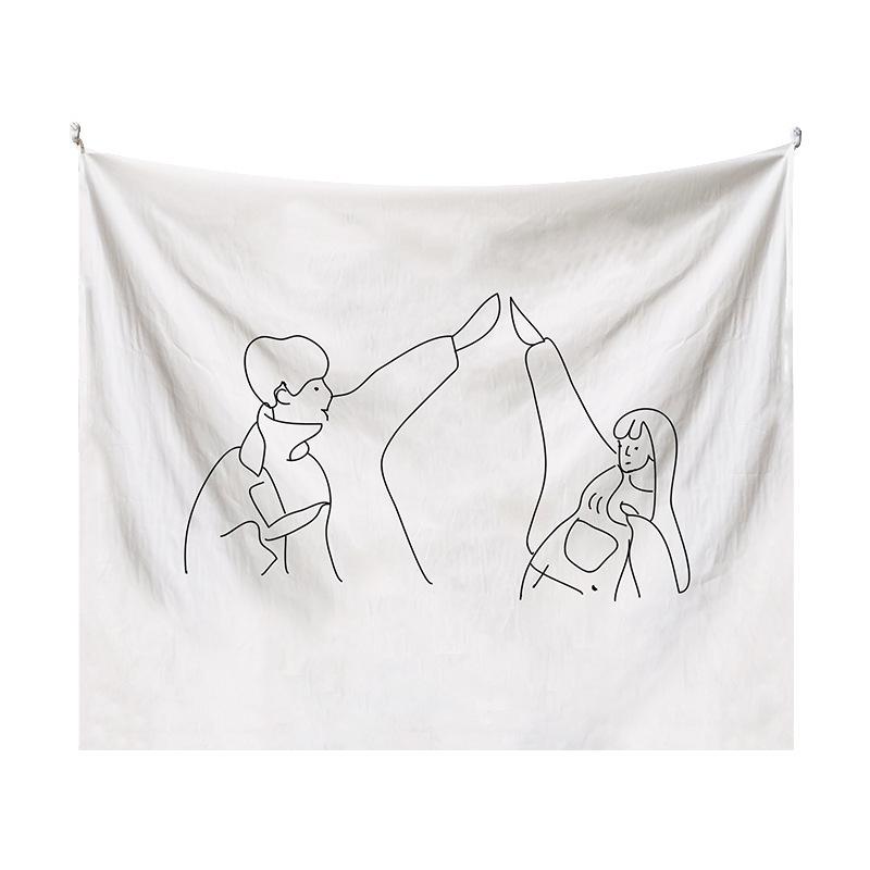 Couple Abstraction Tapestry Home Bedroom Hanging Dormitory Decoration Background Decor White Line Art Wall Hanging Tapestry