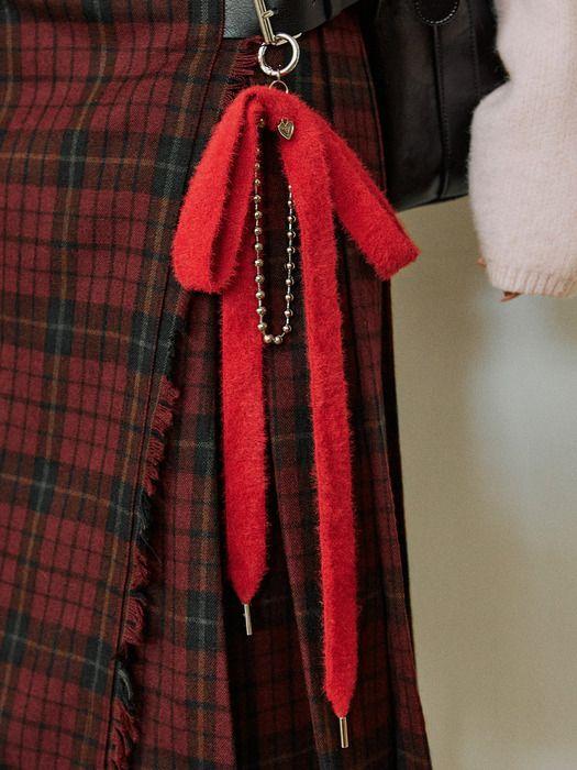 

VVV Angora Drop Ribbon Keychain Pink