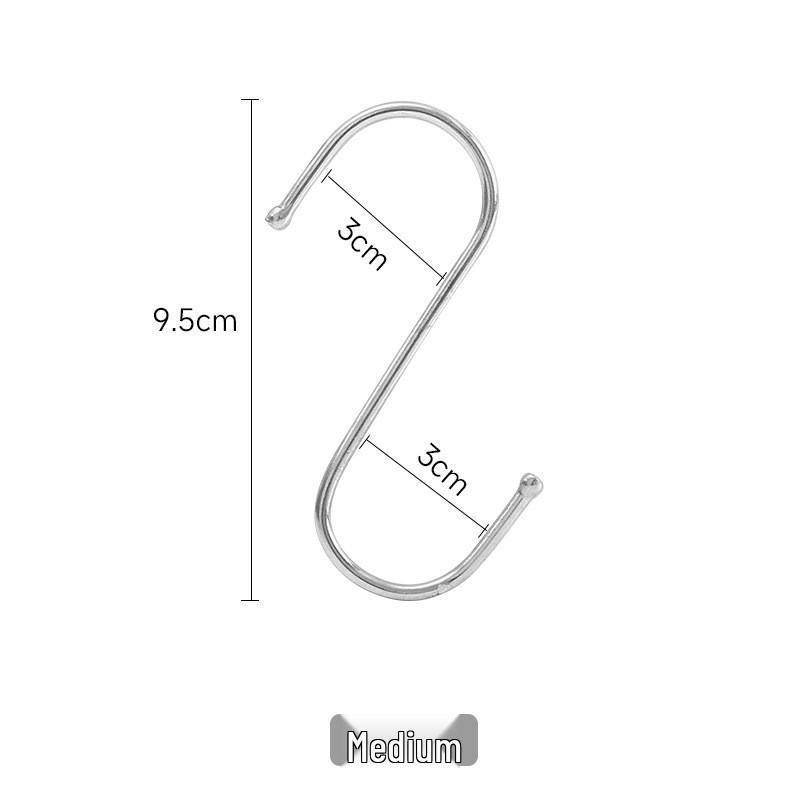 Multi-Purpose 410 Stainless Steel S-Shaped Wall Hook for Bathroom and Kitchen