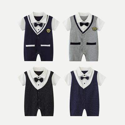Korean Style Baby Boy Cotton Romper - Gentleman Short Sleeve Jumpsuit
