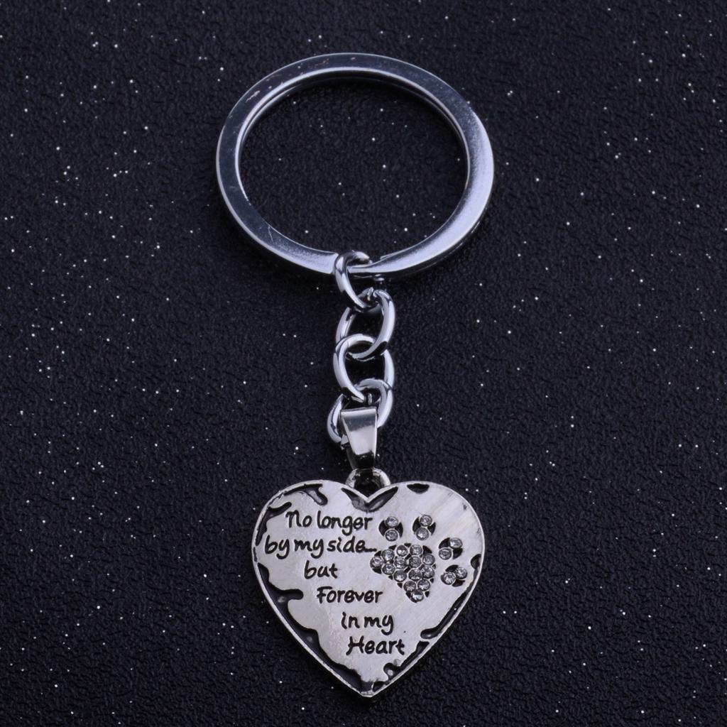 Paws Keyring Necklace Love Heart Pendants Charm Dog Tag Pet Gift Keychain Silver Paws Keyring Necklace Love Heart Pendants Charm Dog Tag Pet Gift Keychain Silver