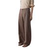 GREEN BELT Women's Brown Cotton Blend Straight Wide-Leg Pants