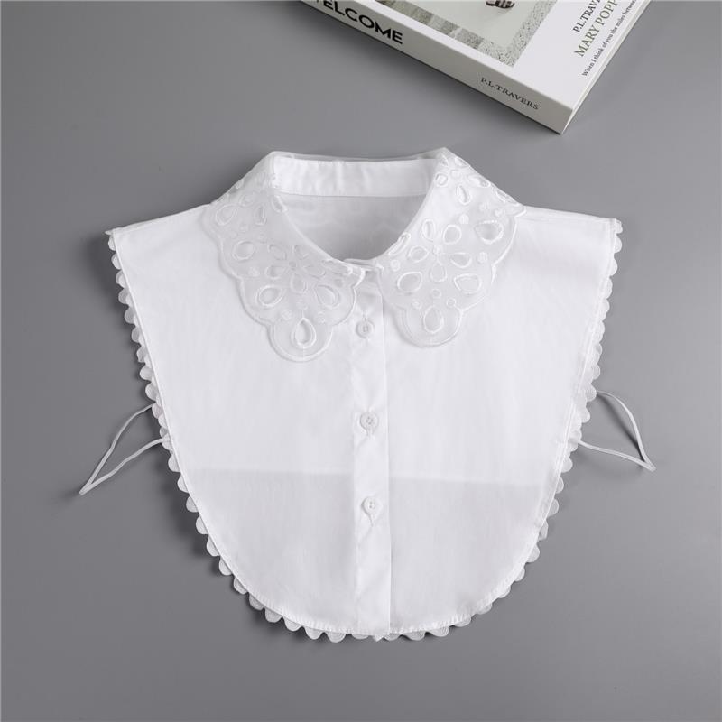 Women Embroidery Lace Detachable Lapel Fake Collar Shirt White Ruffles False Collar Woman Removable False Blouse Nep Kraagie