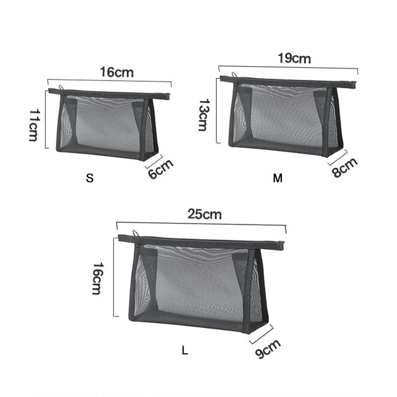 Black Mesh Makeup Bags Women Girls Cosmetic Bag Organizer Travel Portable Wash Lipstick Toiletry Sanitary Napkin Storage Bags