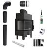 Fireplace Insert KRATKI FLOKI S Left 8 kW Fi160 Black TERMOTEC Pipe Set