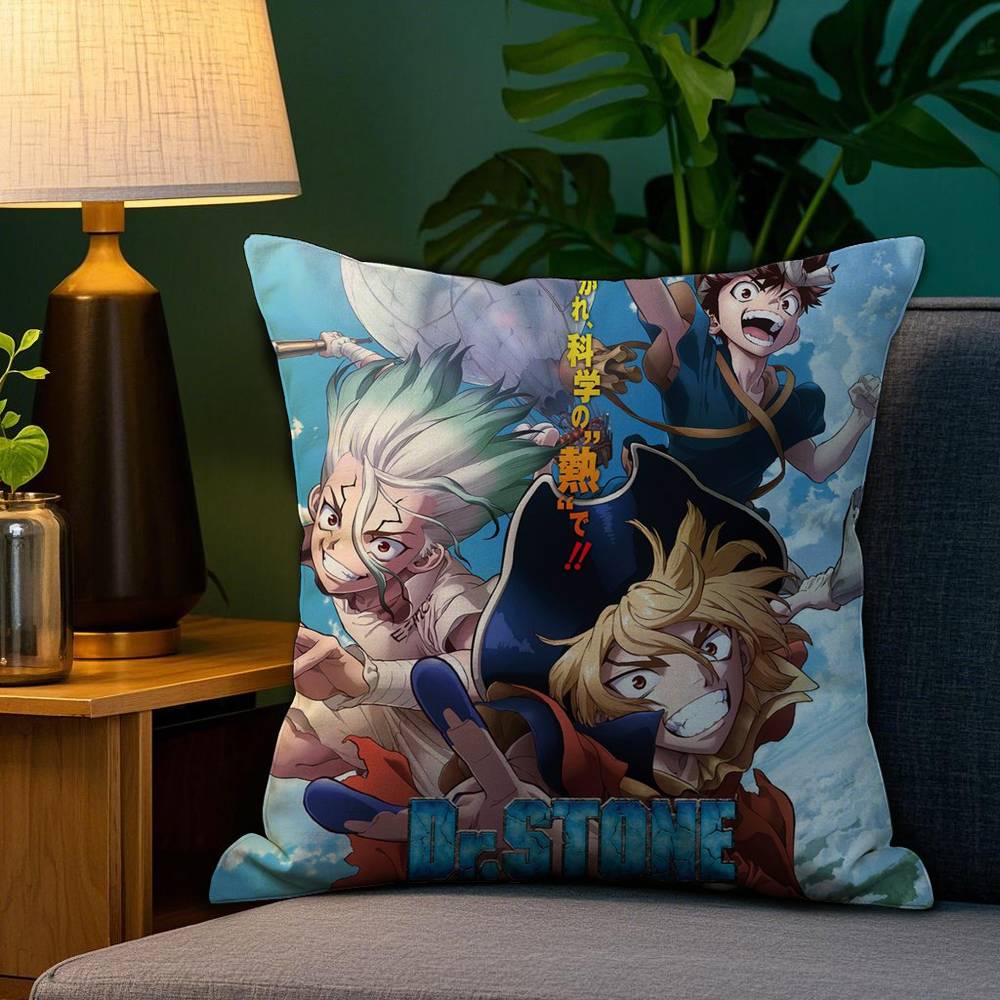 Anime D-Dr.S-STONE Hot Pillow Case Plush Fabric Soft Double Sided Print Sofa Cushion Cover Throw Pillow Covers