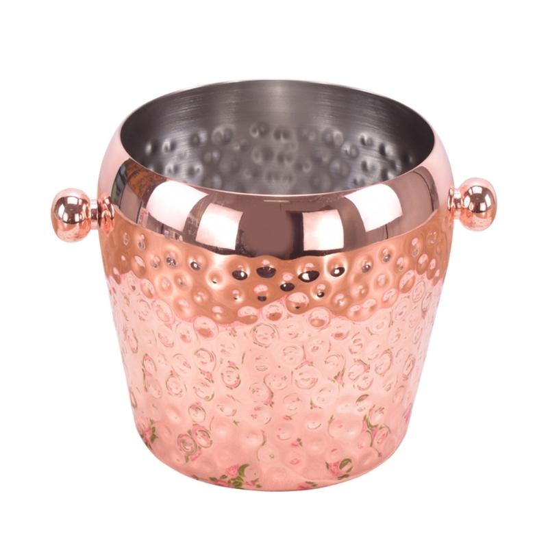 

Wide Mouth Wine Bucket Beverage Tub Hammer Pattern Stainsless Steels Ice Buckets Drinkware for Parities, Gathering 1