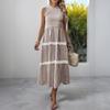 Sleeveless Women's Dress Casual Flowy A-Line Midi Tshirt Dresses With Pockets Crewneck Vocation Boho Beach Sundress
