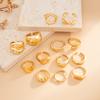 Salircon 13Pcs/Set Vintage Metal Curved Open Rings For Women Punk Hip Hop Gold Color Irregular Knuckle Joint Ring Party Jewelry
