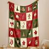 1 Stück Gemütliche Vintage-Weihnachtsdruck-Flanell-Decke - Weiche, Warme und Flauschige Überwurfdecke für Couch, Sofa, Büro, Bett, Camping und Reisen