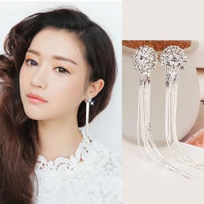 Tassel Pendant Long Dangle Statement Women Stud Earrings Gift Rhinestone