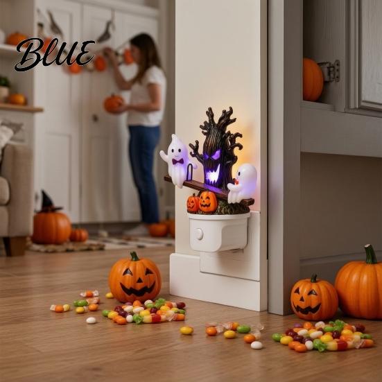 Halloween Night Light Light Plug-in Resin Seesaw Ghost And Dead Tree Child-friendly Lamp Waterproof Spooky Decor for Bedroom Party Ornament Scary