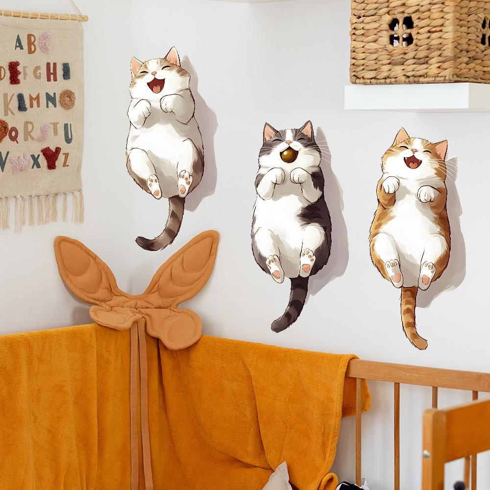 Three Little Fat Cats Bedroom Living Room Home Background Beautification Decoration Wall Stickers